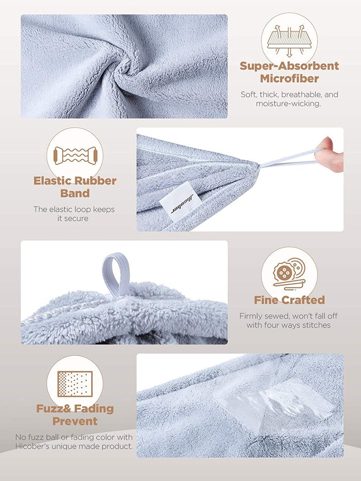 Hicober Microfiber Hair Towels, 3-Pack Drying Wraps for Curly Hair - Cart Shape