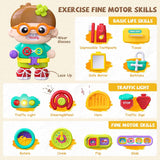 54-in-1 english & spanish busy board for 1-2 year old boys, educational montessori toys gift