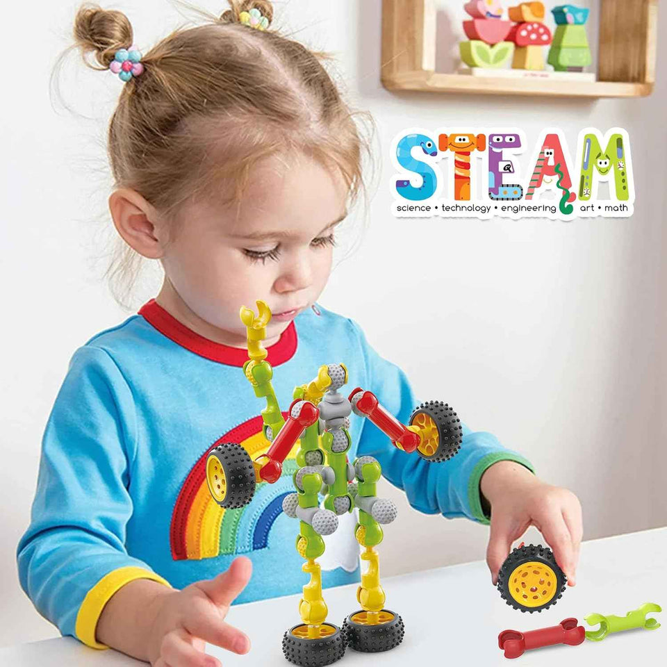 huaker 180 piece stem building toys for kids aged 3 4 5 6 7 8 years with large storage box