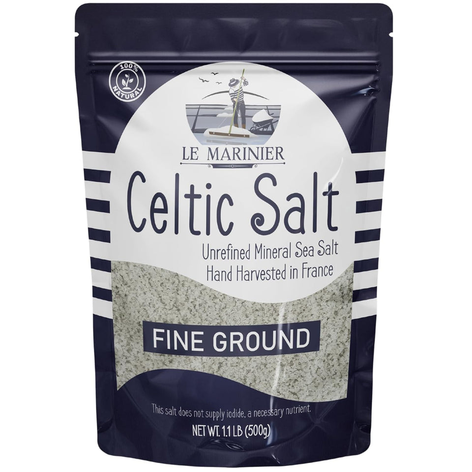 le marinier celtic salt fine ground, 1.1lb mineral rich organic french sea salt, 100% natural and unrefined