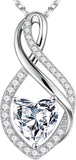 MOOSEA Mothers Day Gifts for Wife Infinity Moissanite Necklace, 1-3CT 925 Sterling Silver with Rhodium Plating Anniversary Birthday Gifts for Women Mom Her Moissanite Heart Pendant Jewelry Gift