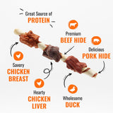 Good ‘n’ Fun Triple Flavor Kabobs Chews for All Dogs, 24 Ounces, Treat Your Dog, Made from Beef Hide, Real Chicken, Pork Hide, Duck and Chicken Liver