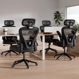 Computer Desk Chair, Ergonomic Office Chair M903 with Wheels, High Back Mesh Office Chair with Adjustable Lumbar Support, Headrest, Flip-Up Armrests, Black