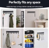 Key Holder Hooks Organizer Hanger Rack Wall Mounted with 8 Hooks, Adhesive Key Holder for Wall, No Drill Modern Key Holder Wall Mount, for Entryway, Kitchen, Hallway, RV Decor （Medium）