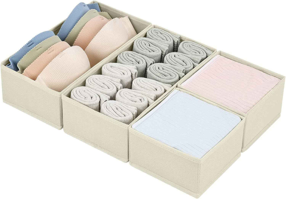 DIMJ Drawer Organizers Clothes - 4 Piece Set of Shallow Dresser Organizer Bins for Nursery, Clothing, Baby Clothes, Socks, Underwears and Tie