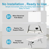 Bblife 6FT Folding Tables Heavy Duty Folding Table, Multi-Functional Fold up Table for Outdoor Camping Picnic Parties, Indoor Events White Training Table with 330lbs Static Weight Capacity