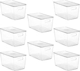 Vtopmart 6 Pack Clear Stackable Storage Bins with Lids, Medium Plastic Containers with Handle for Pantry Organizer and Storage,Perfect for Kitchen,Fridge,Cabinet, Closet,Bathroom Organization