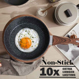 12-Piece Granite Cookware Set with Non-Stick Coating and Wood Look Handles