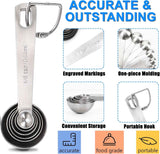 Premium Heavy Duty 18/8 Stainless Steel Measuring Spoons Cups Set, Small Tablespoon with Metric and US Measurements
