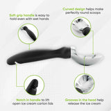 Spring Chef Heavy Duty Ice Cream Scoop with Comfortable Handle - Professional Ice Cream Scooper for Gelato, Sorbet, Cookie Dough, Melon, Frozen Yogurt - Dishwasher Safe Metal Kitchen Tool - Black