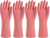 Rubber Cleaning Gloves for Dishwashing, 4 Pairs Reusable Kitchen Gloves for Washing Dishes and Household Cleaning, Colorful Dish Gloves with Flocked Lining and Non-Slip Grip, Pefect for Woman Men - M