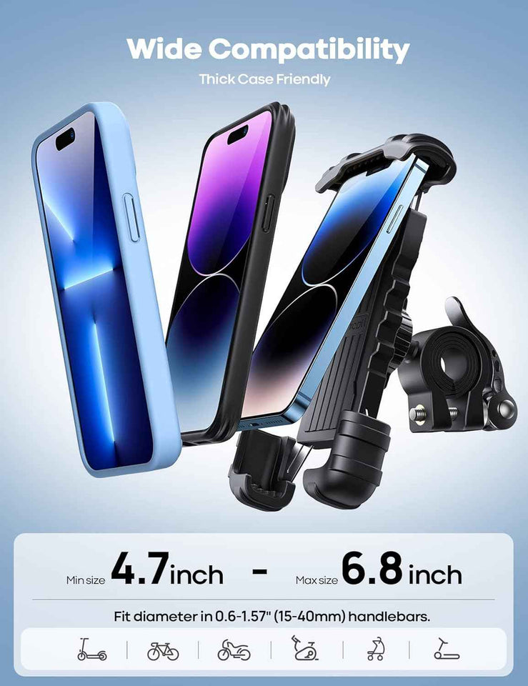 Lamicall bike phone holder for iPhone 17 Pro Max, S20, and more 4.7-6.8" smartphones