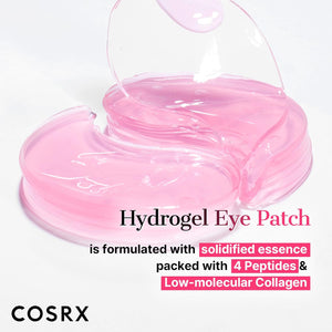 COSRX Pink Peptides Collagen Hydrogel Eye Patch for Puffy Eyes, Dark Circles & Fine Lines, Cooling Under Eye Patches (60), Korean Skin Care