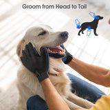 Efficient Pet Hair Remover Gloves for Dogs, Cats & Horses - Gentle Shedding Brushes for Long and Short Hair - 1 Pair Blue