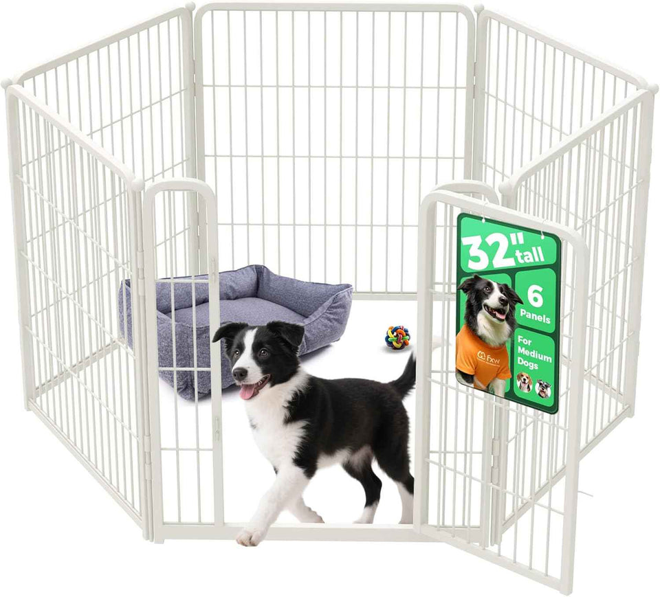FXW Homeplus Unleashed Indoor Dog Playpen - Stress-Free and Safe Play, Heavy Duty 24 Inch 6 Panels Dog Pen for Puppy and Small Dogs, Black│Patented