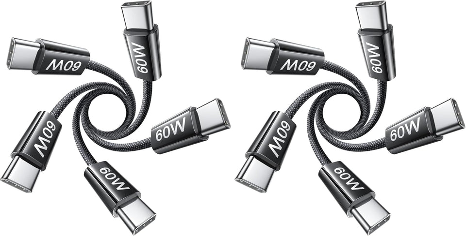 Lisen 5-pack usb c to c cable, 60w fast charging, 10ft for iphone 17, ipad, galaxy s25/s24