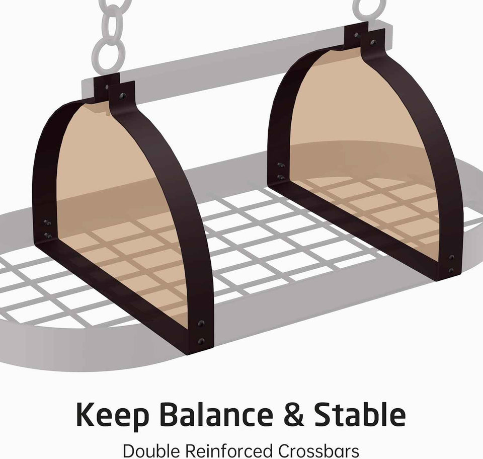 KES 34 inch Oiled Bronze Hanging Pot Rack with 20 Hooks for Kitchen Ceiling Mount, Heavy Duty Oval Pot Pan Hangers for 16 and 24 inch Joist Mount