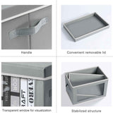 Storage Bins with Lids - Fabric Closet Storage Bins with Window, Collapsible Baskets for Shelves 4 Pack, Home Decorative Boxes for Clothes, Closet, Office, Grey