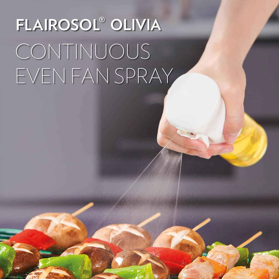 Flairosol Olivia - Original Advanced Oil Sprayer with Patented Technology, Glass Bottle, Golden Leaves