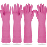 Mamison 2 Pairs Reusable Waterproof Household Dishwashing Cleaning Rubber Gloves, Non-Slip Kitchen Glove (Pink, Medium (Pack of 2))