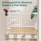 Cumbor 29.2-43" White Baby Gate for Stairs, Wall-Mounted, Expandable Dog Gate with Auto Close Walk Thru