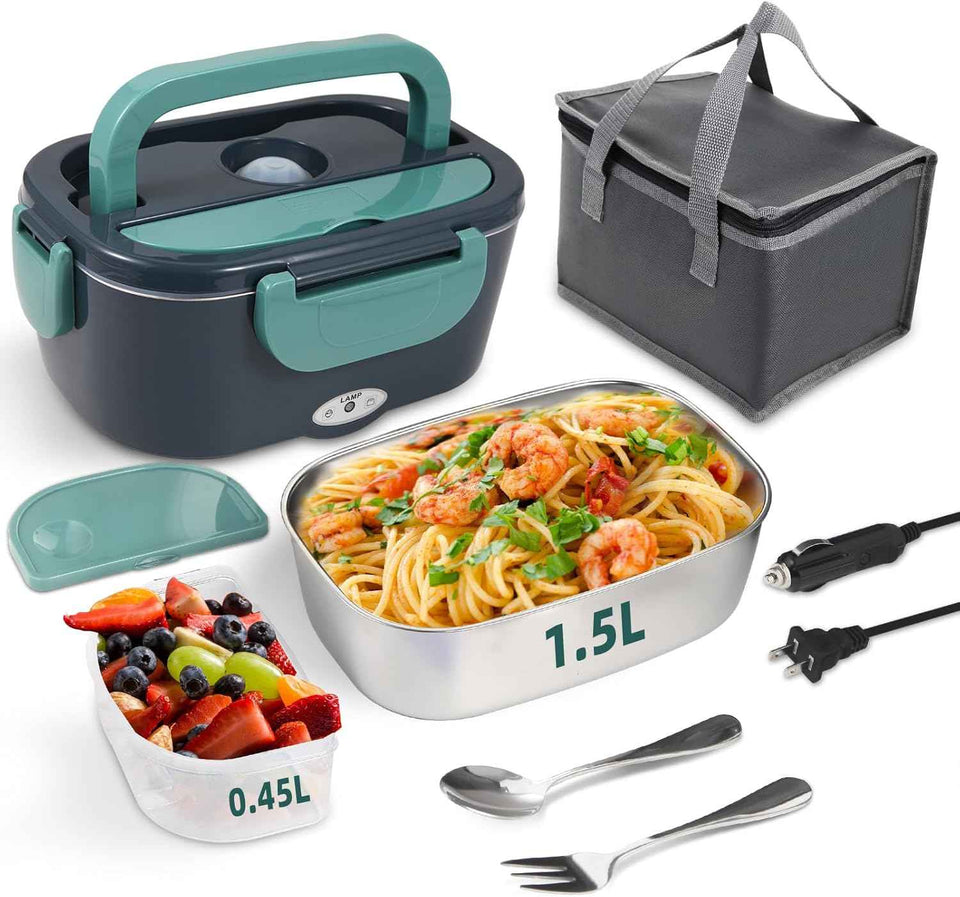 100W Cordless Electric Lunch Box for Adults & Men, Rechargeable Battery Powered Heated Lunch Box, 1.2L Portable Food Warmer Lunchbox with 5-Sided Heating for Work Car Outdoor Use