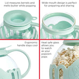Ecolution Patented Micro-Pop Microwave Popcorn Popper with Temperature Safe Glass, 3-in-1 Lid Measures Kernels and Melts Butter, Made Without BPA, Dishwasher Safe, 1.5-Quart, Aqua