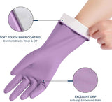 Reusable Rubber Dishwashing Gloves, 4 Pairs Kitchen Gloves for Washing Dishes and Cleaning, Non-Slip Grip, Flocked Lining, Perfect for Women and Men