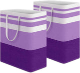 HomeHacks 2 Pack Large Laundry Baskets, Waterproof, Freestanding Laundry Hampers, Collapsible Clothes Hamper with Reinforced Handles in Laundry Room, College Dorm, Bathroom, Bedroom (Grey, 75Lx2)