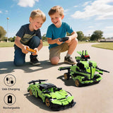 iqkidz 2 in 1 remote control race car and robot building blocks kit for kids aged 6-12