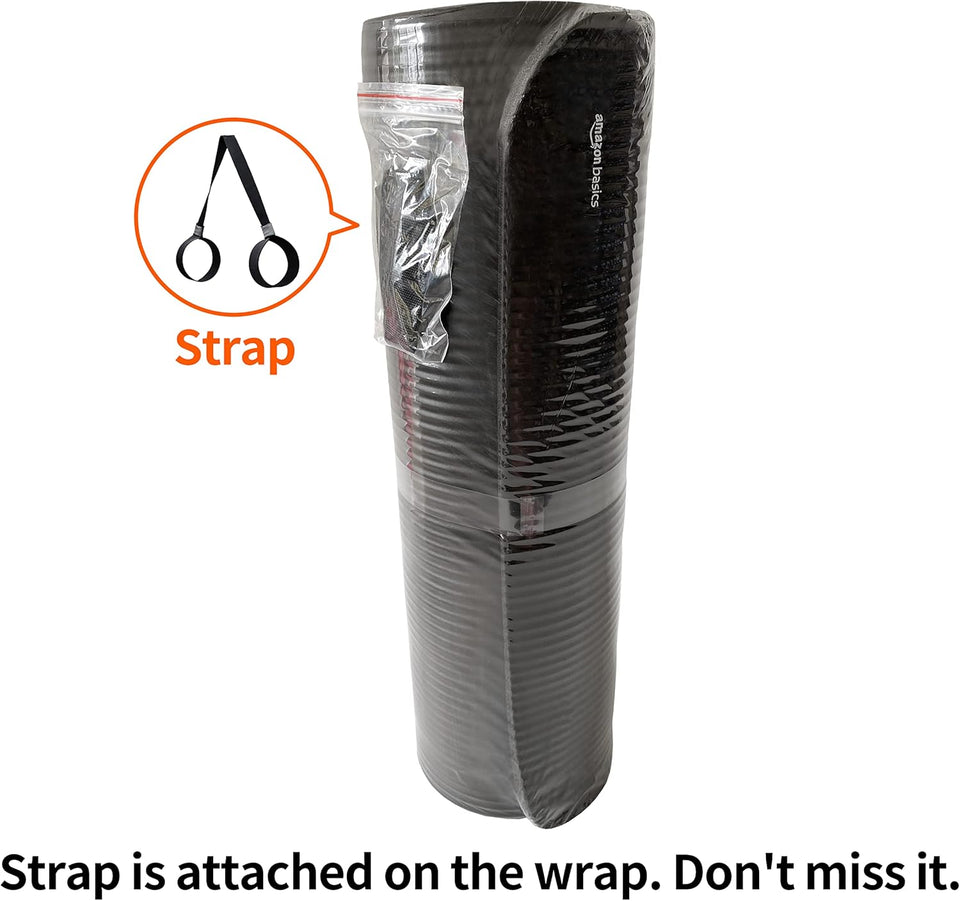 1/2 Inch Extra Thick Exercise Yoga Mat with Carrying Strap, Cushioned Support, for Fitness and Gym Workouts