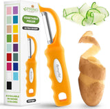 Spring Chef Premium Swivel Vegetable Peeler, Soft Grip Handle and Ultra Sharp Stainless Steel Blades - Perfect Kitchen Peeler For Veggie, Fruit, Potato, Carrot, Apple - Black