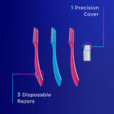 Schick Hydro Silk Touch-Up Dermaplaning Tool with Precision Cover, 3ct | Dermaplane Razor, Face Razors for Women, Peach Fuzz Remover