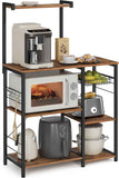 VASAGLE Baker's Rack with Wire Basket and 6 Hooks for Kitchen Storage