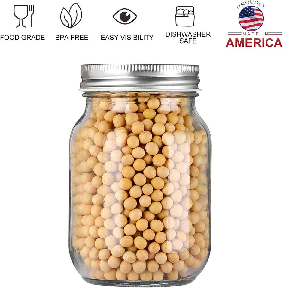 yingerhuan glass regular mouth mason jars with silver metal lids for sealing and food storage 4 pack