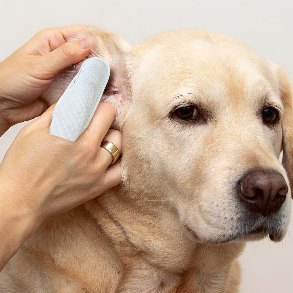 Dog Ear Cleaner Wipes – Finger Wipes for Dogs & Cats – Cleaning, Soothing, & Deodorizing Itchy Ears – Pet Ear Relief Solution (Coconut)