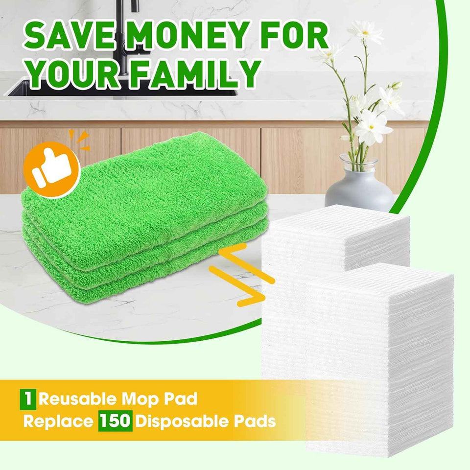 Reusable Microfiber Mop Pads for Floor Cleaning, 14-Piece Set, Eco-Friendly and Machine Washable