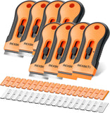 REXBETI Razor Blade Scraper Tool, 2 Pack Razor Scraper Set with Extra 80Pcs Razor Blades -30Pcs Metal and 50Pcs Plastic Blades, Cleaning Scraper Tool, Cooktop, Paint, Glass Scraper