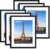 FIXSMITH 8x10 Picture Frame Set of 2, Photo Frame with HD Plexiglass, Display Pictures 5x7 with Mat or 8x10 Without Mat Multi Picture Frames Collage for Tabletop or Wall Display, Black