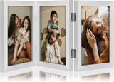 decorUhome Triple 4x6 Picture Frame Vertical, Engineered Wood Trifold Photo Frame with Plexiglass for Tabletop Display, 4x6, Black