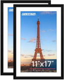 FIXSMITH 8x10 Picture Frame Set of 2, Photo Frame with HD Plexiglass, Display Pictures 5x7 with Mat or 8x10 Without Mat Multi Picture Frames Collage for Tabletop or Wall Display, Black
