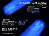 pelsee p1 duo 4k dash cam front and rear with 64gb sd card and 4k+1080p dual recording