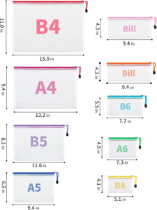 JARLINK 18 Pack 8 Sizes Mesh Pouch, 9 Colors, Waterproof Zipper Bags Document Multipurpose Travel Bags for Office, School, Board Game, Puzzles, Cosmetics, Travel Accessories, and Home Organization