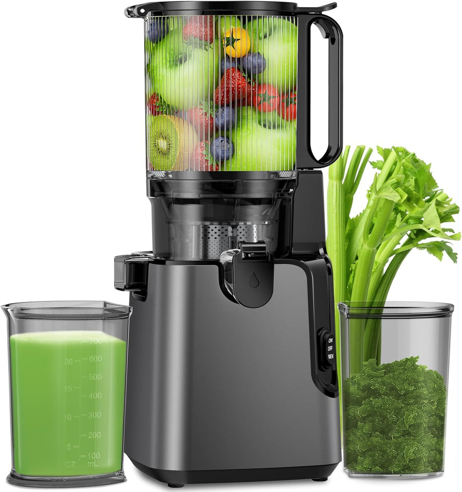 Juicer Machines with 5.8" Large Feed Chute, Cold Press Juicer for Whole Vegetables and Fruits 400W, Slow Masticating juicer Easy to Clean Juice Extractor Machine High Juice Yield