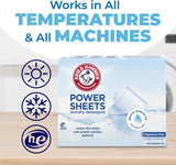 ARM & HAMMER Power Sheets Laundry Detergent, Fragrance Free, Dermatologist Tested Concentrated Laundry Detergent Sheets, 50 Count, up to 100 Small Loads