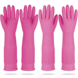 Mamison 2 Pairs Reusable Waterproof Household Dishwashing Cleaning Rubber Gloves, Non-Slip Kitchen Glove (Pink, Medium (Pack of 2))