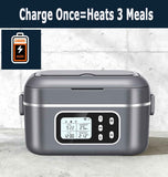 2 x 6.3-Cup Cordless Electric Heated Lunch Box, 100W Rechargeable Portable Food Warmer for Adults and Travel