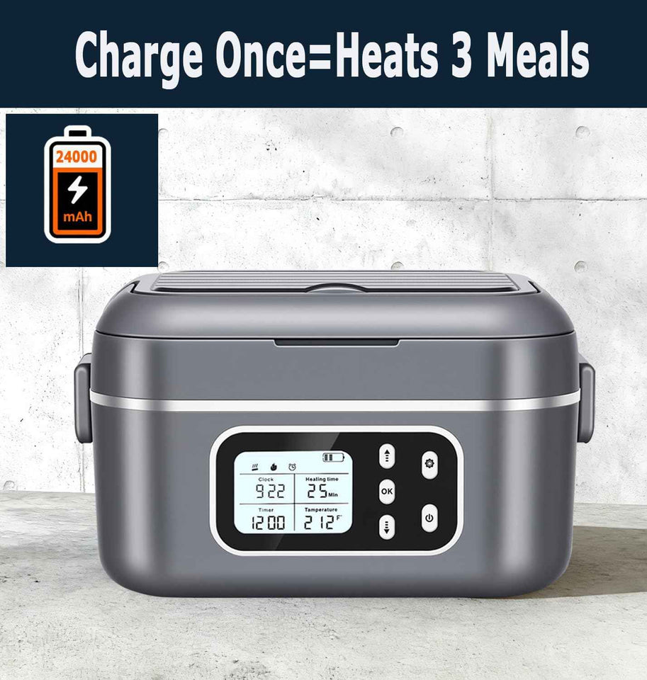2 x 6.3-Cup Cordless Electric Heated Lunch Box, 100W Rechargeable Portable Food Warmer for Adults and Travel