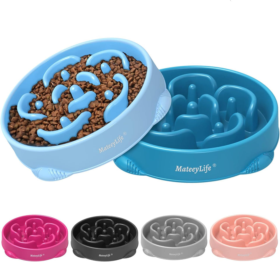 MateeyLife slow feeder dog bowls, 2PCS, anti-choking puzzle dog food bowls, anti-slip interactive feeding slow down eating for medium breeds
