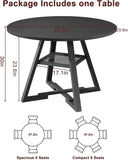 Round Dining Table for 4,Kitchen Dining Room Circle Dinner Pedestal Table,Space Saving Wood Kitchen & Dining Room Furniture (Black, 47In)